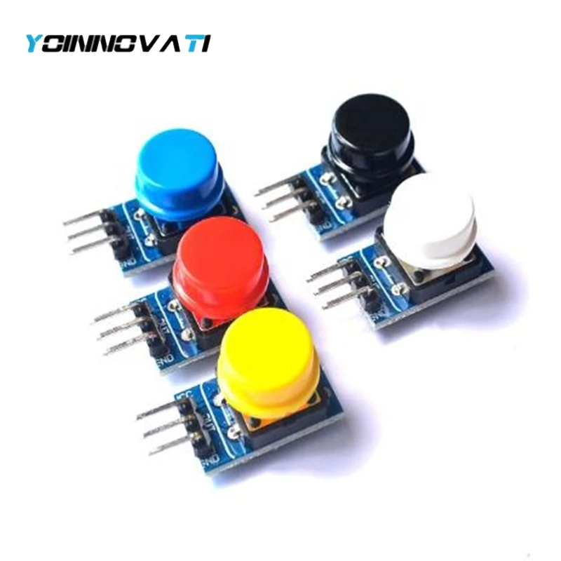 5PCS 12X12MM Big Key Module Button Module Light Touch Switch Module with Hat High Level Output for Arduino or Raspberry Pin 3