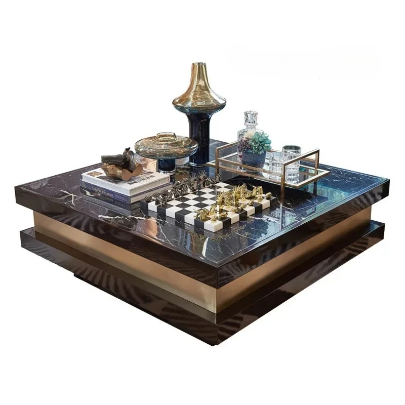 

light luxury marble coffee table TV cabinet combination household square villa living room tea table