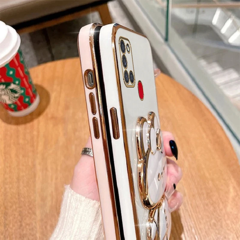 A 21S Makeup Mirror Cute Rabbit Phone Holder Case On For Samsung Galaxy A21S SamsungGalaxyA21S Girl Woman Used Back Cover