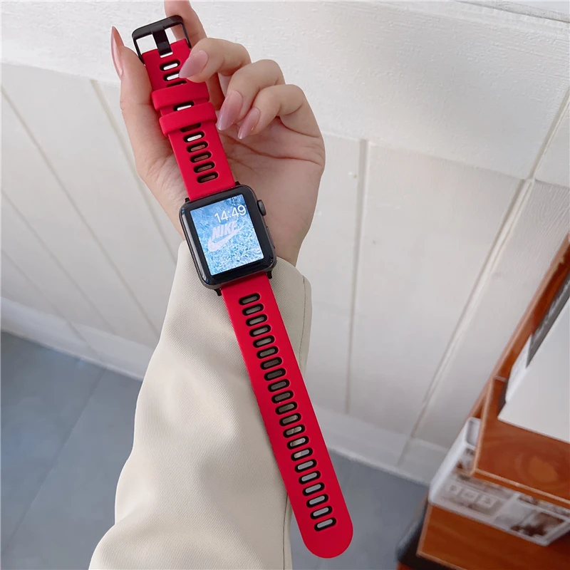 Strap For Apple Watch Band 46mm 44mm 49mm 45mm 40mm 41mm 38 42mm correa Breathable bracelet iwatch series 10 8 SE 7 6 5 9 Ultra