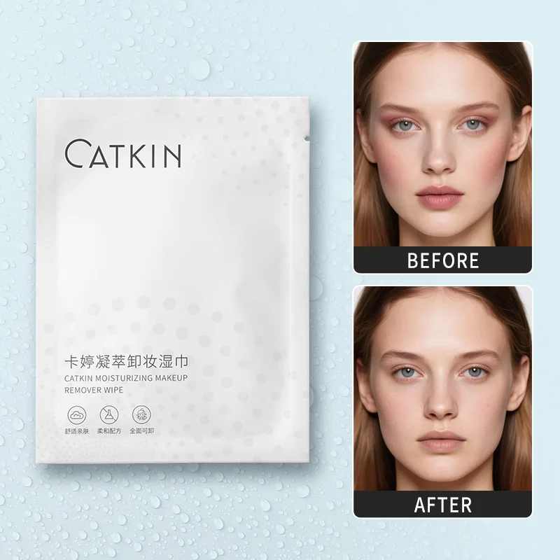 CATKIN Makeup Remover Wipes For Face,Moisturizing&Gentle,Deep Cleansing ,Individually Packaged,Disposable Use
