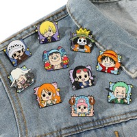 One Piece Cartoon Q Figurals Broochs Cap Luffy Zoro Sanji Anime Action Figures Toys Badges Merchandise Decoration Children Gifts