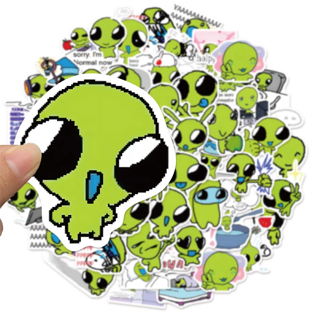 52PCS Cute Little Green Star Fun Stickers DIY Luggage Notebook Skateboard Water Cup Waterproof Stickers