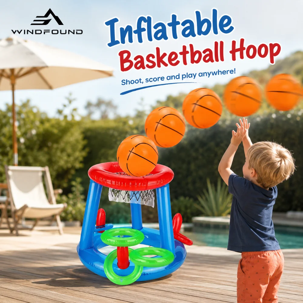 Swimming Pool Basketball Hoop Set Inflatable Floating Hoops with Ball Rings for Adults Perfect Competitive Water Play Party