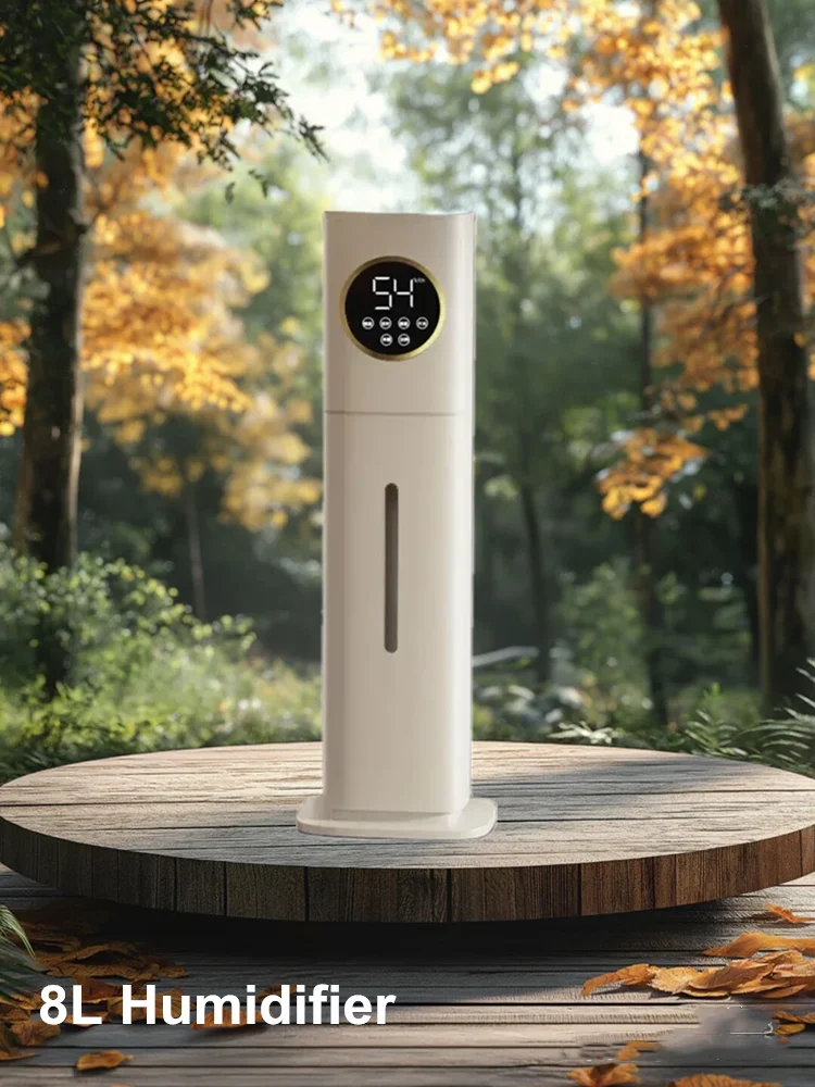 220V Electric Humidifier 8L Capacity Floor-type Air Purifier Mist Maker Intelligent Touch Screen Adjustable Aromatherapy Fog