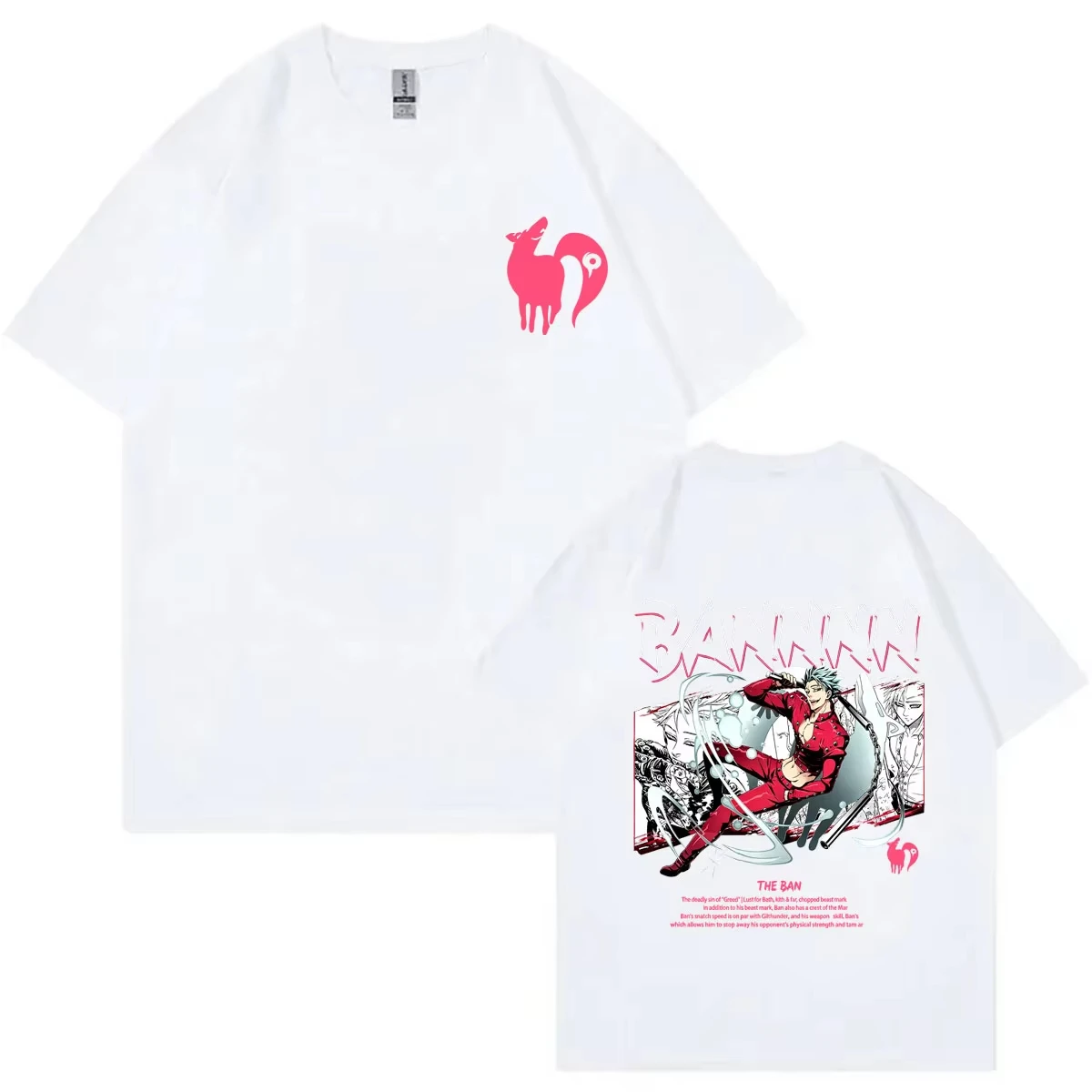 Summer Hot Sale Anime The Seven Deadly Sins Fox's Sin of Greed Ban Graphic T-shirt Y2K Unisex  Harajuku Hip Hop Cotton T-shirt