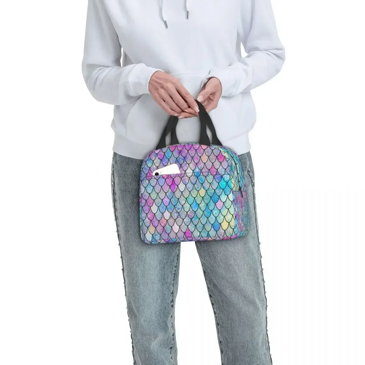 Colorful Magic Mermaid Scales Thermal Insulated Lunch Bags Fishscales Portable Lunch Container School Outdoor Storage Food Box