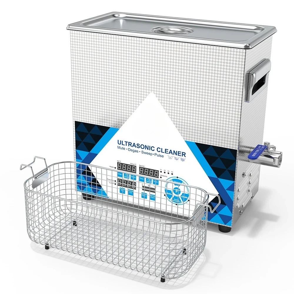 Advance Ultrasonic Cleaner 6.5L with Degas Sweep Pulse Features 150W Cleaning Machine for Jewelry 28/33/40KHz 220V/110V