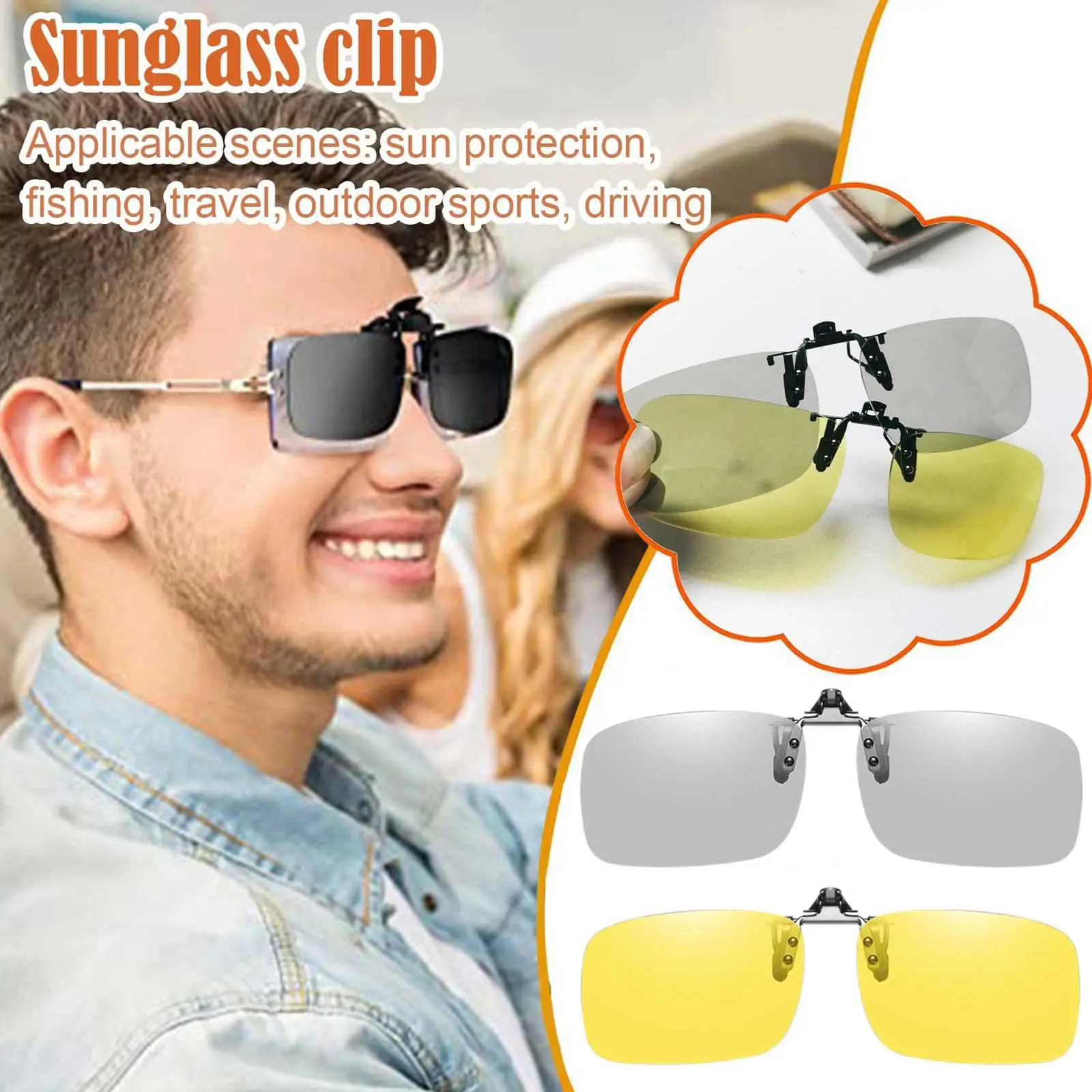 Sunglasses Clip Smart Color Change Both Day And Night Myopia Driving Man Sunglasses Night Glasses Vision Hanging I5O3