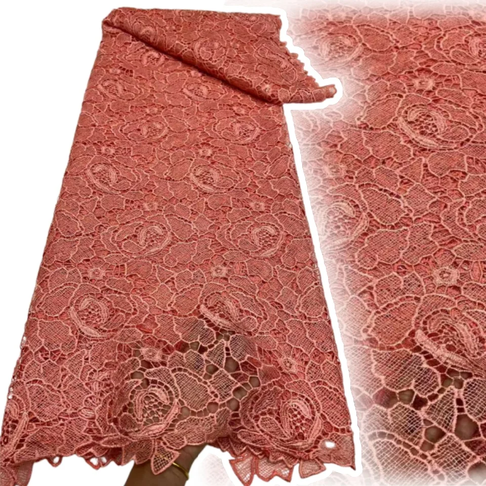 

African Nigerian Cotton Wedding Tulle Lace Fabric, Party Dress Sequins for Sewing, Water Soluble, High Quality, 5Yards, TP1563