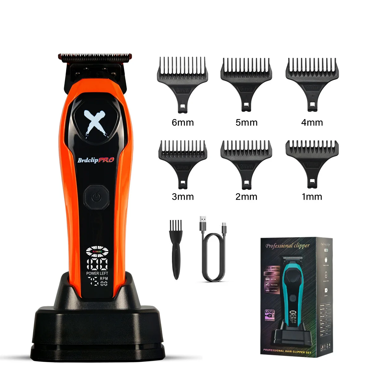 BRDCLIP Haartrimmer Oplaadbaar Kappers Verstelbaar Haarknipmachine Draadloos LED-display Trimmerset BRD-619 BRD-339