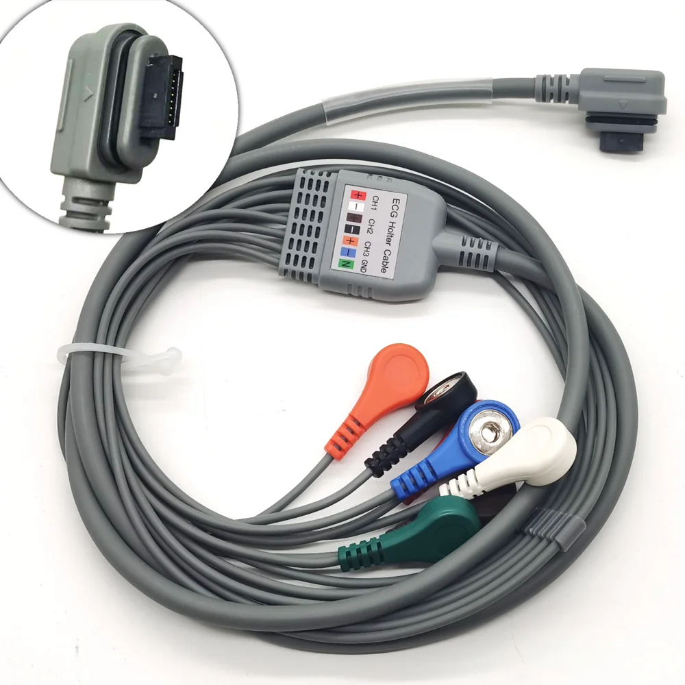 cable-ecg-dynamique-leger-ge-seer-integre-7-ou-10-fils-norme-americaine-pour-holter-cardiaque-a-bouton-compatible-us-standard