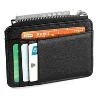 Mini Credit Card Wallet Id Card Holder Men's Small Wallet Thin Sleeve Zipper Short Coin Wallet 2