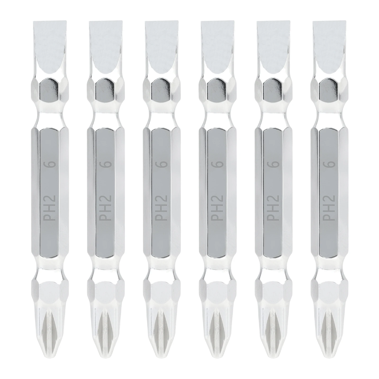 6pcs Electric Screwdriver Bits Set Flat Phillips Alloy Steel Strong Magnetic Manual Ratchet 1/4 inch Hex Shank Screw Drill Bit