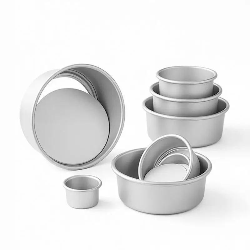 4/6/8/10in Anodized Aluminum Alloy Round Cake Pans Removable Bottom Leakproof Non Stick Perfect For Home Baking Chiffon Cakes