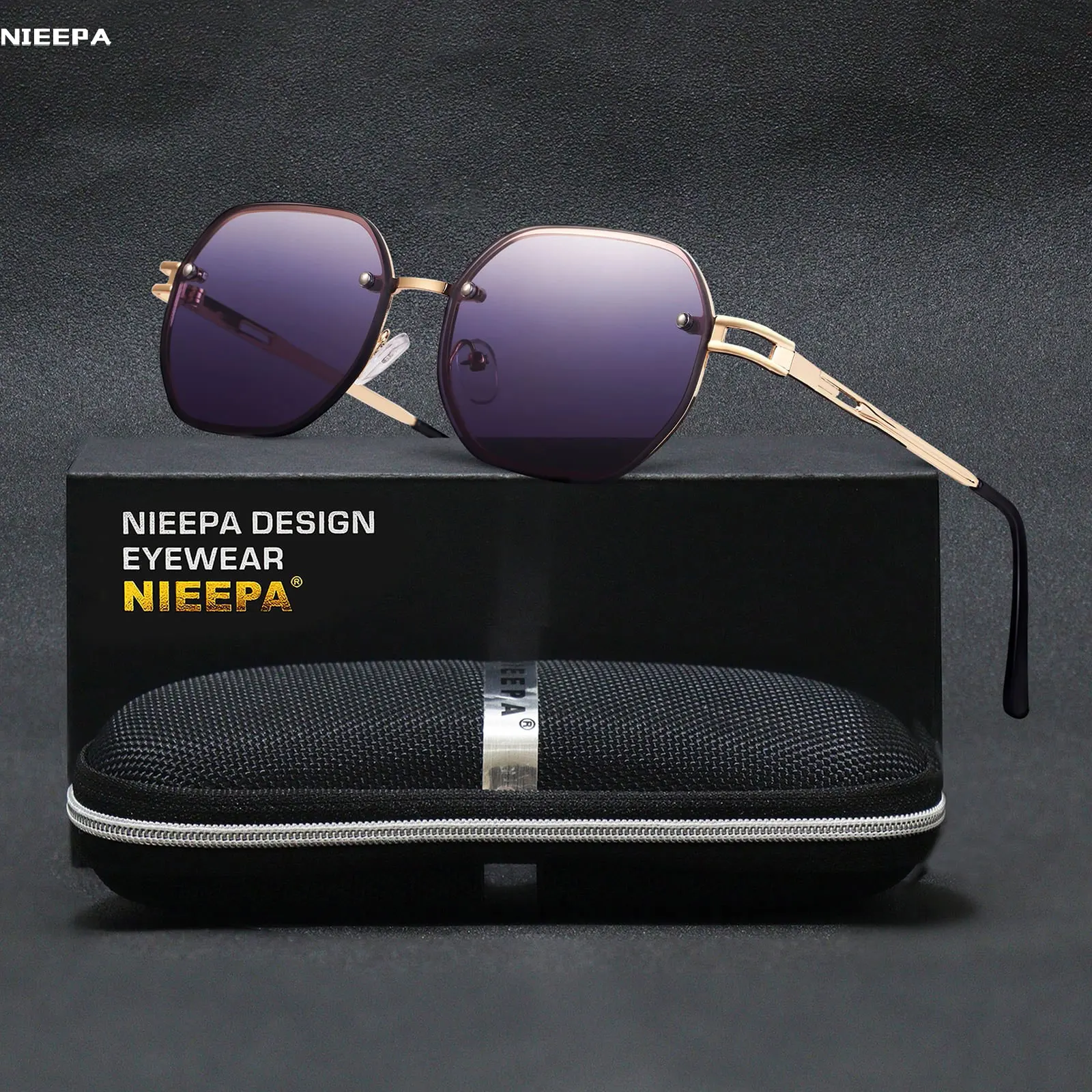 

Модные солнцезащитные очки с градиентными линзами для женщин, большие металлические оправы с золотой каймой, уличные очки для вождения UV400, многоугольные оттенки