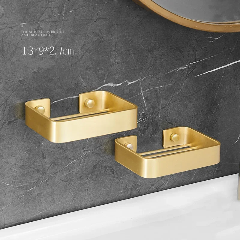 Bathroom Soap Dish Holder Gold/Black/Chrome 304 Stainless Steel Bath Square Shelf Shower Caddy Rack Wall Mounted Nail Punched