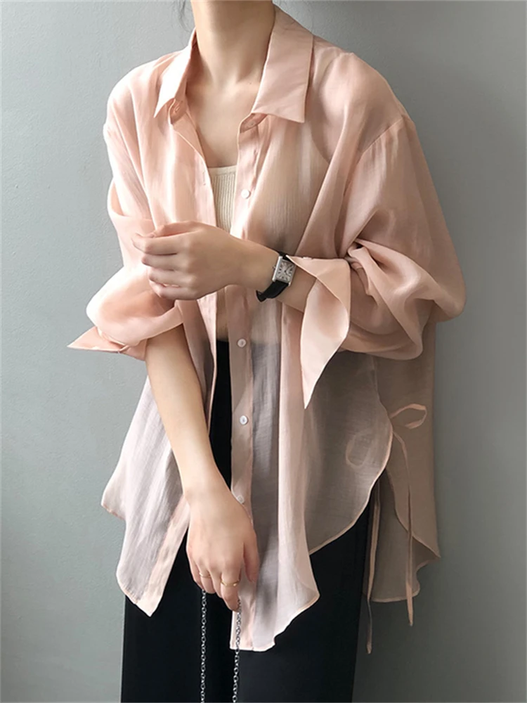 

Summer Women Blouse Spring Shirt Female Woman Blouse Maxi Blusas Chiffon Casual Elegant Vintage Long Sleeve Oversize Loose White