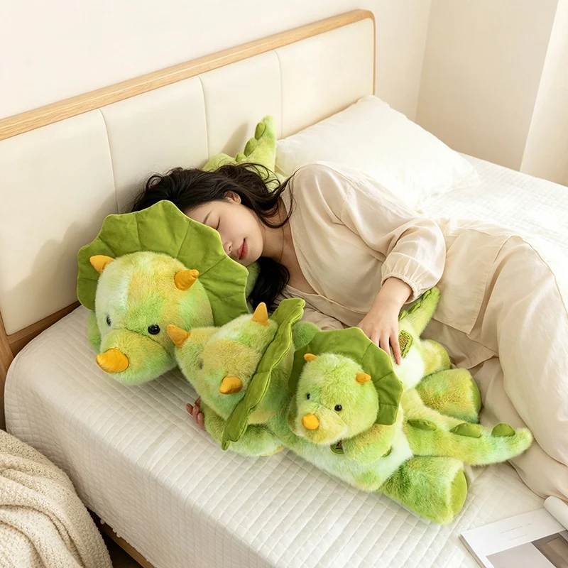 Weighted Triceratops Plush Pillow Tie‑dyed Dinosaur Stuffed Animal Large Soft Throw Cushion Home Decor - view 5