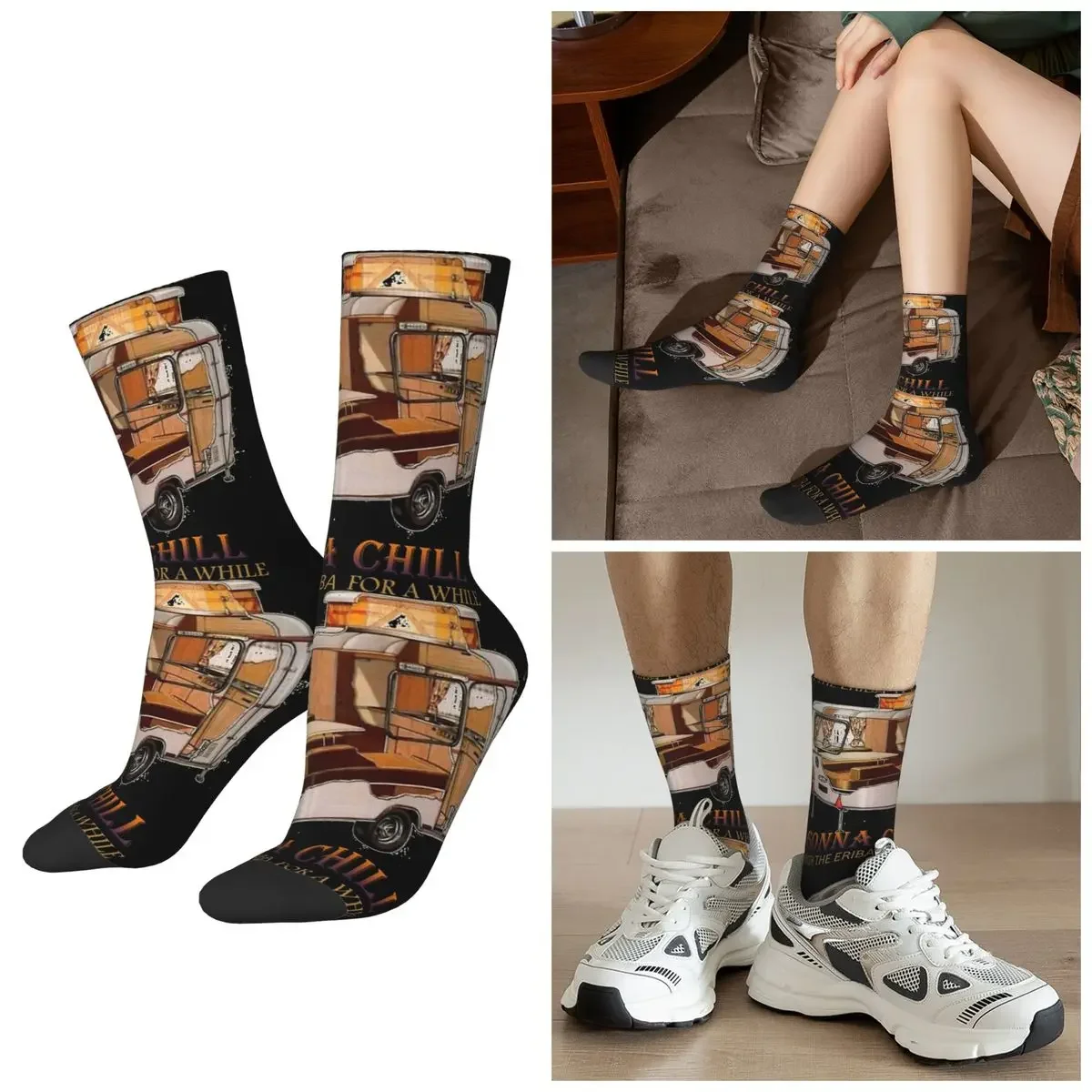 

All Seasons CHILLING WITH ERIBA Socks Harajuku Crew Socks Sweat Absorbing Stockings for Men Women Valentine's Day Gifts