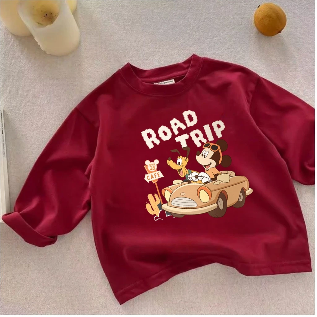 

Детские футболки с круглым вырезом, костюм Микки Масла и Дональда Дака, дизайн детского скейтборда, пуловер, модные повседневные футболки для маленького ребенка