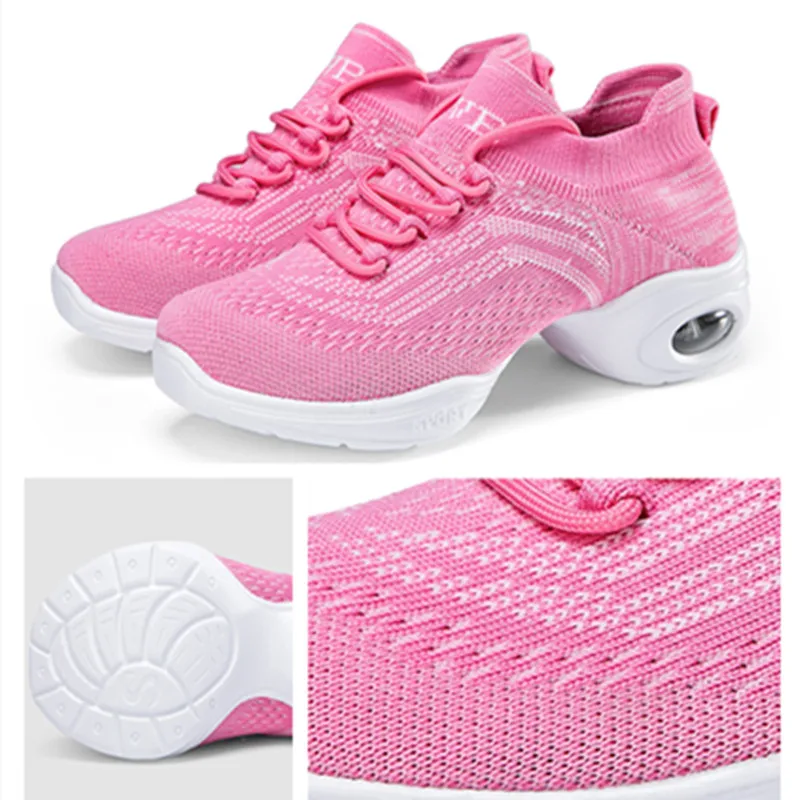 Modern Dance Shoes Woven Mesh Comfortable Sneakers Women Soft Outsole Sport Breath Modern Jazz Sports Feature Shoes