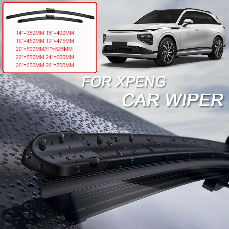 For XPENG G3 G6 G9 MONA M03 P7 P7+ X9 2020-2026 2PCS Car Bladeless Windshield Rubber Wiper Auto Cleaning External Accessory