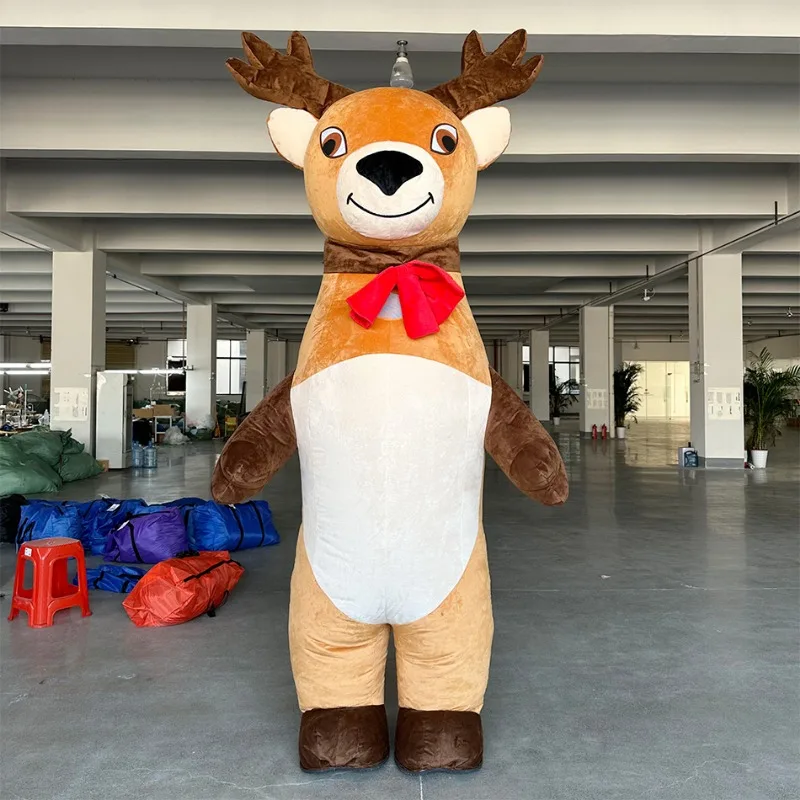 Inflável milu cervos elk mascote traje dos desenhos animados rena explodir andando boneca roupas halloween natal carnaval festa vestido