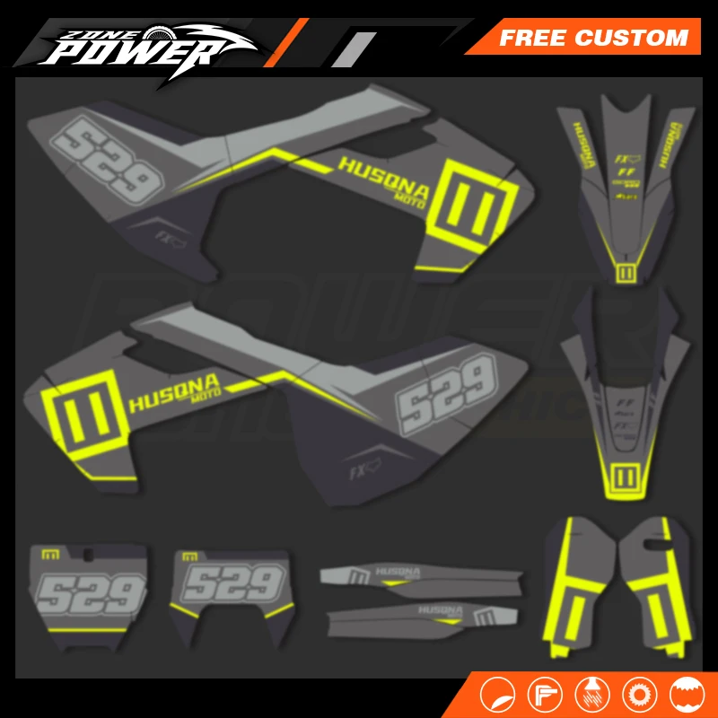 Powerzone Custom Team Graphics Background Decal Stickers Kits for Husqvarna TC FC TX FX FS 2016-2018 TE FE 2017 2018 2019