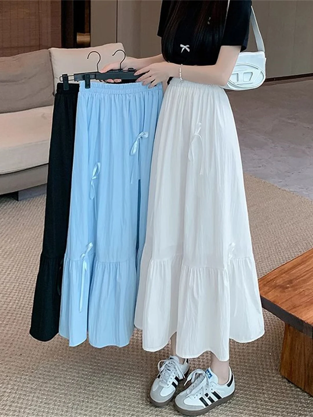 

Summer Floral Print Off-Shoulder Sleeveless Dress Women's Korean Style Elastic Waist Holiday Long Skirt Cake Skirt ...