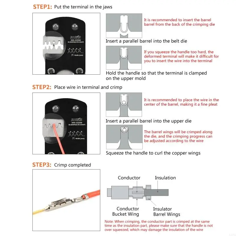 A3PA IWS-3220M Ratcheting Wire Crimper Crimping Pliers Heat Shrink Wire Connectors