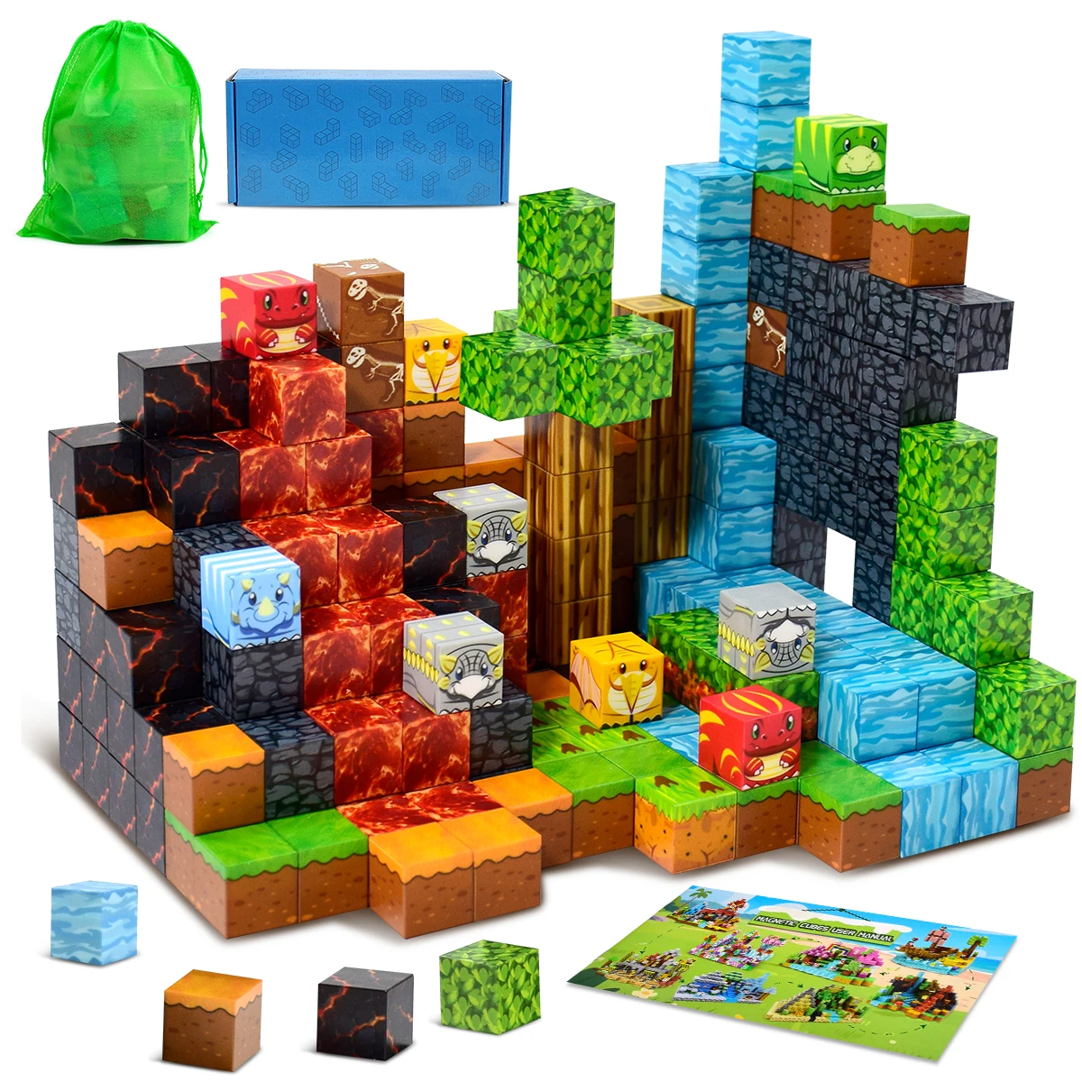

100PCS Magnetic Building Blocks For Kids Ages 3+ - STEM Construction Sensory Toy | Preschool Learning Kids Toys With Storage Bag