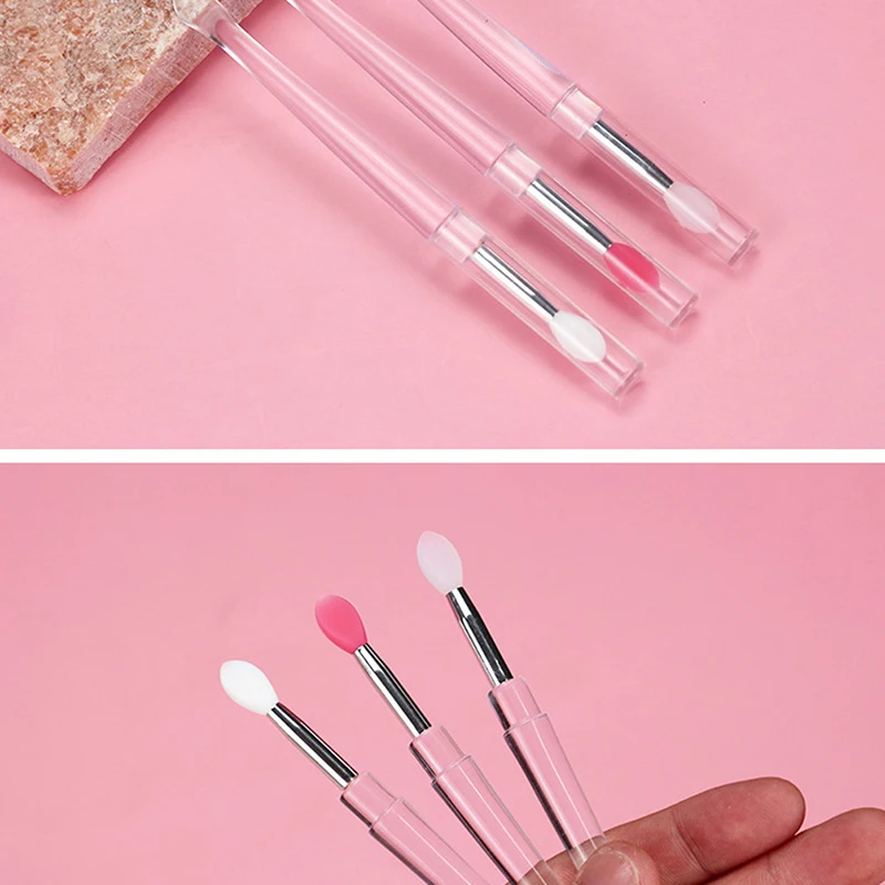 1Pcs Soft Silicone Eyeshadow Lip Applicator Brush Lip Gloss Makeup Brushes With Crystal Handle Cosmetic Beauty Makeup Tool