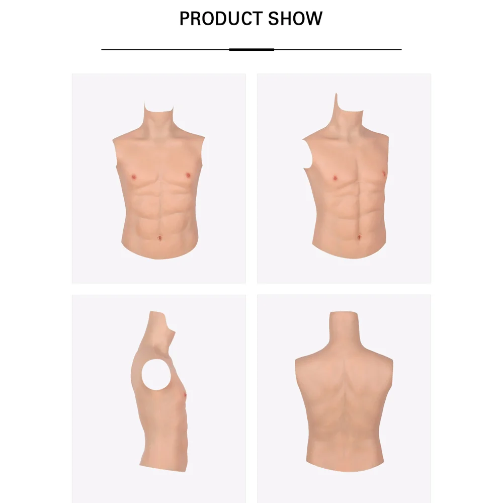 Tgirl Fake Men Chest Crossdresser Muscle Suit Macho Silicone Belly Artificial Simulation Abs for Transgender Cosplay Male pecto
