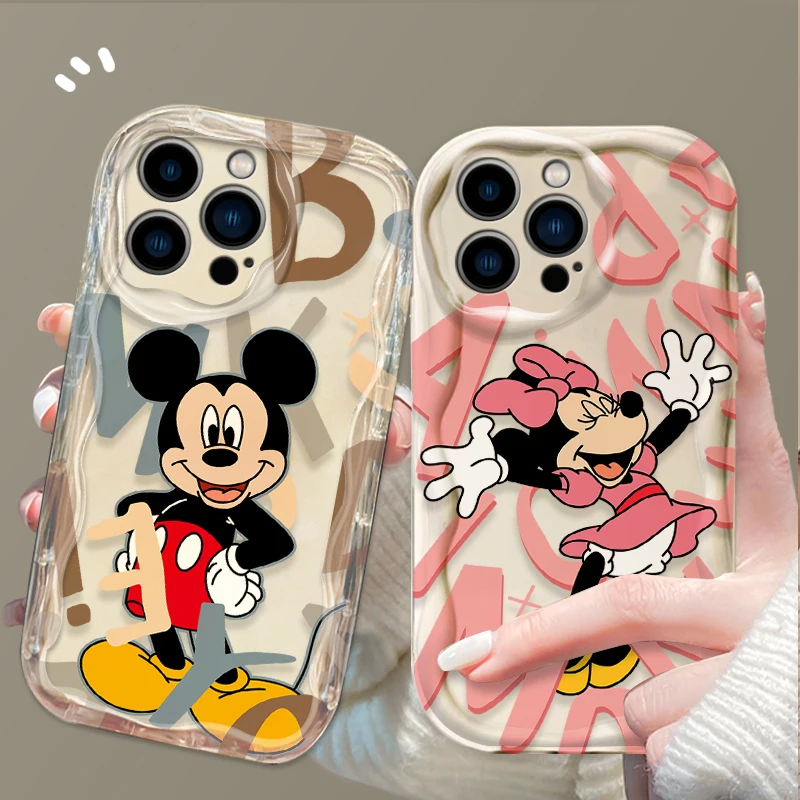 Funda de teléfono Mickey Minnie para iPhone 16 15 14 13 12 11 Pro Max Plus 16E XR XS X 7 8 funda trasera de silicona suave blanca a prueba de golpes
