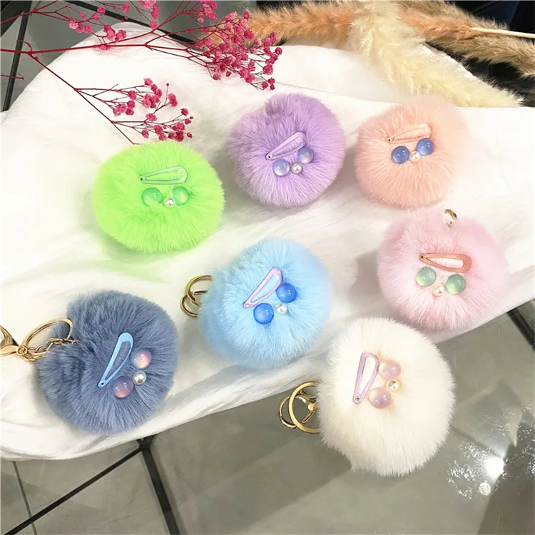 

12CM Creative Cartoon Cute Hair Ball Small Keychain Pendant Kids Couple Bag Plush Hanging Dolls Gifts Girl's Birthday Gifts