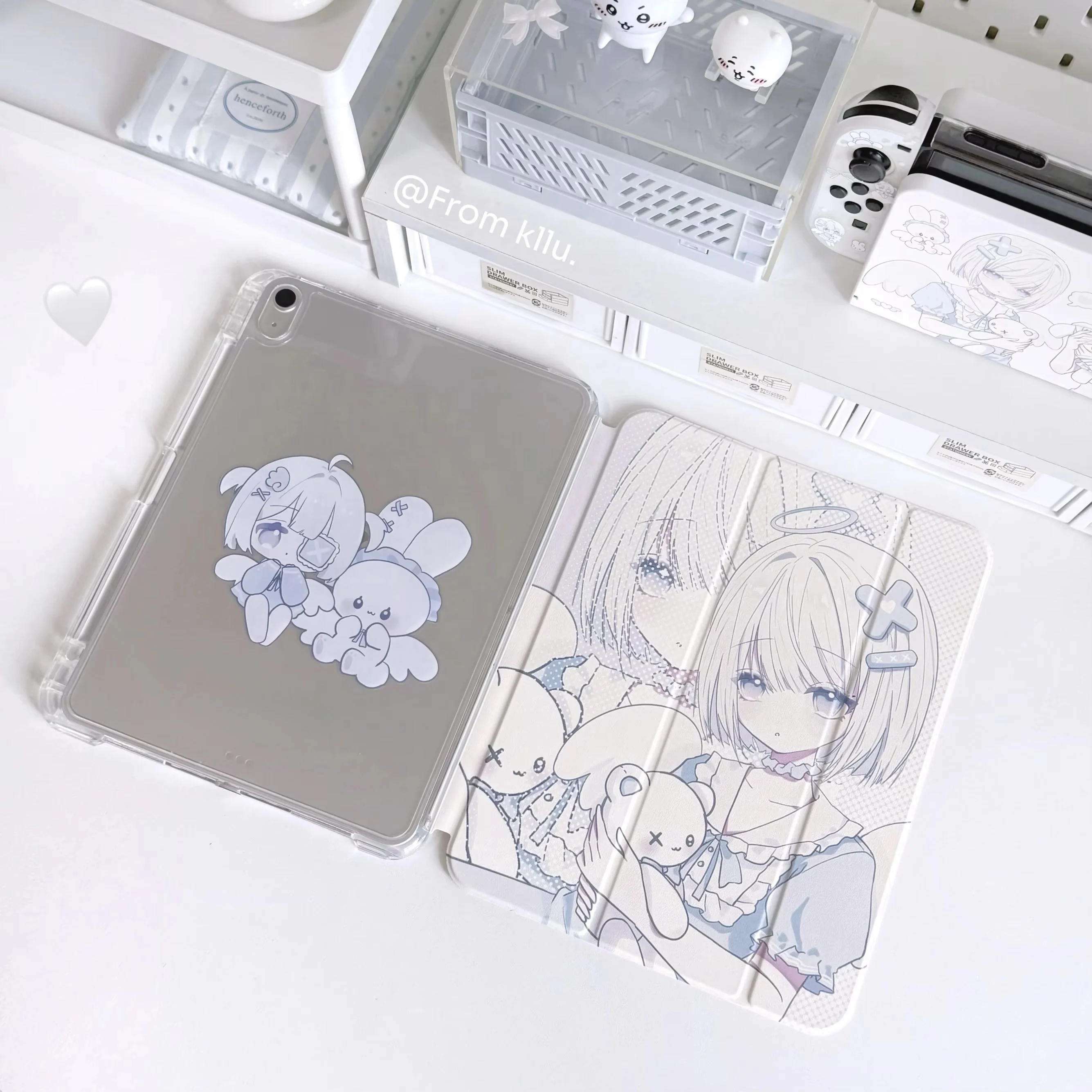 Water colour dream series protective cover, suitable for iPad, slide rail split three-fold pen slot anti-bending acrylic