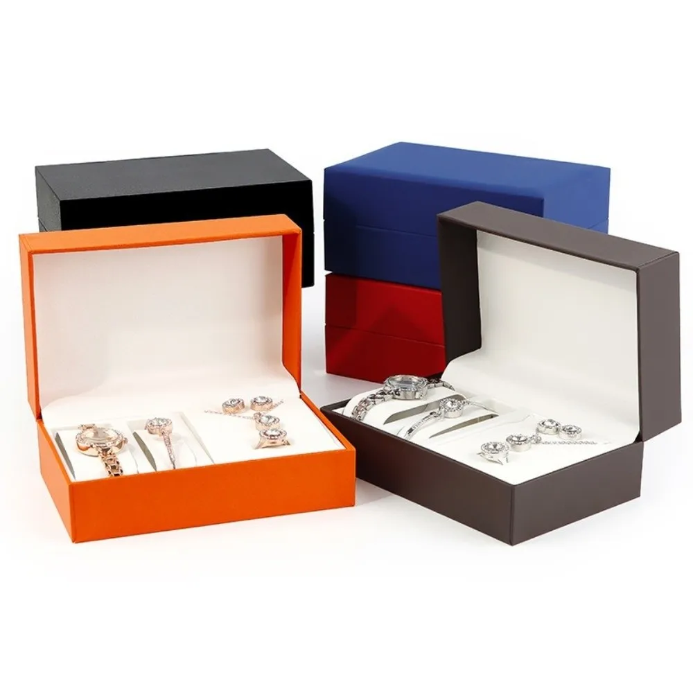 Premium Watch Jewelry Box PU Leather with Soft Interior Organizer Case Watches Necklace Bracelet Storage Display Holder
