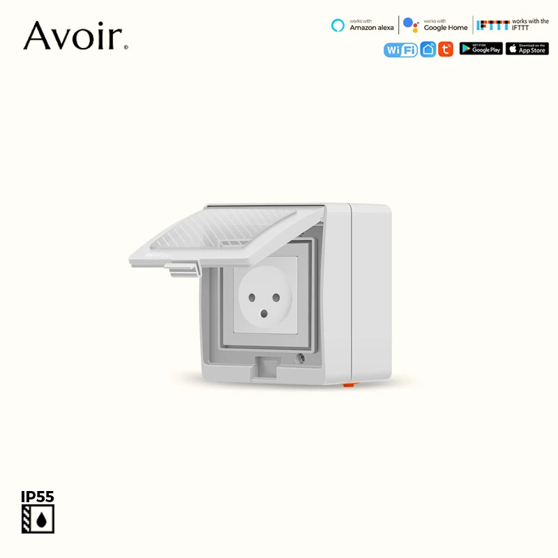 Avoir Israel Tuya Smart Socket Wifi Wireless Control IP55 Waterproof Cover Outdoor Wall Power Plug Works With Alexa Google Home