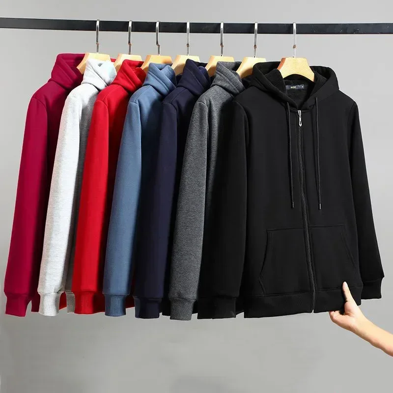 

Custom Hoodies Unisex Velvet Lining Full Zip Up Hoodie 100% Cotton Comfortable Casual Mens Clothes Fashion Streetwear