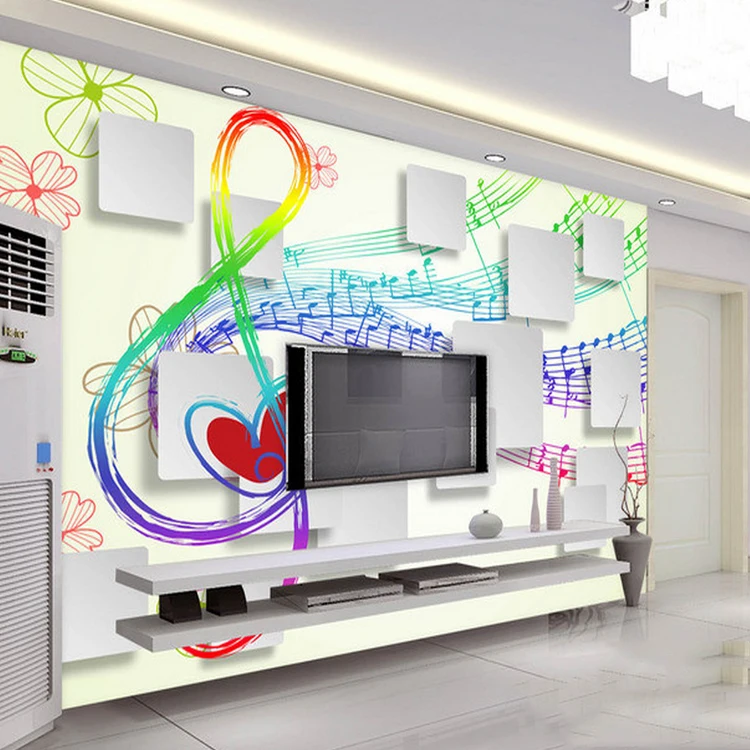 custom Personalized mural wallpaper 3D musical mural instrument music classroom Piano Theme Room TV background wall bedroom 8d