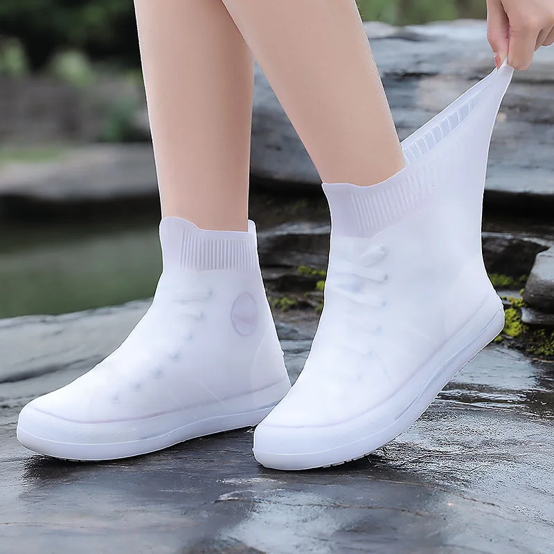 Reusable Rain Boots Waterproof Rain Shoes Covers Non Slip Silicone Overshoes Unisex Rubber Water Resistant Shoe Covers Rainy Day