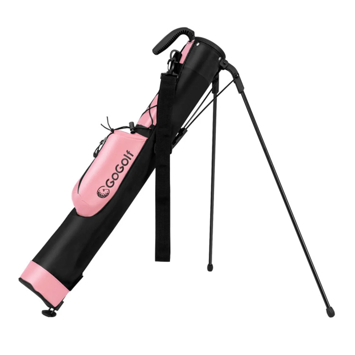 Portable Golf Carry Bag - Dual Carrying (Shoulder Strap+Top Handle), Zippered Pocket+Bottle Holder-Pink + Black