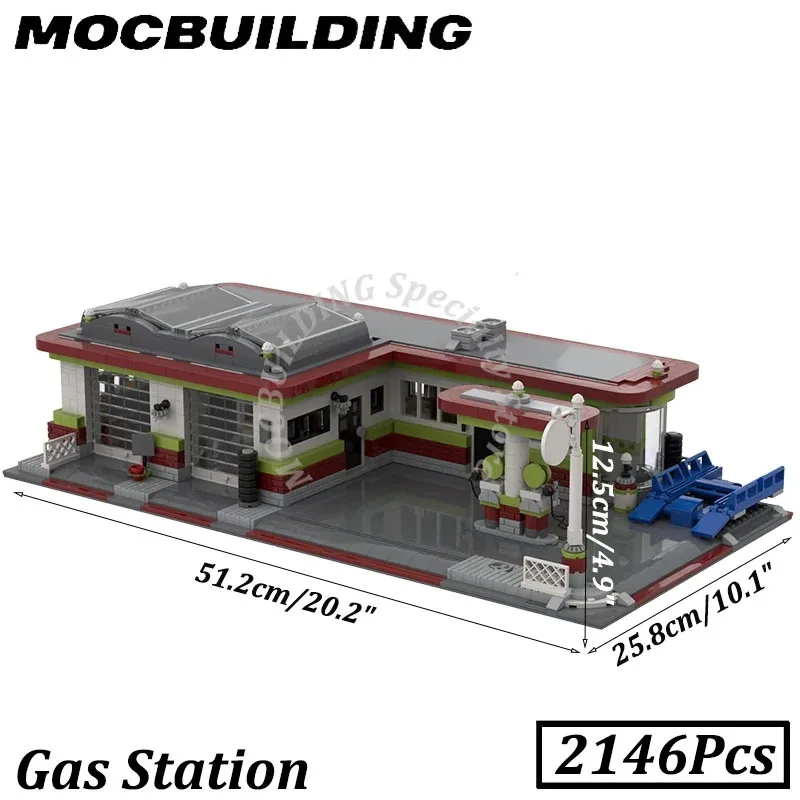 Modular Gas Station City Street View Buildings MOC Building Block Display Bricks Construction Toys Birthday Chritmas Present