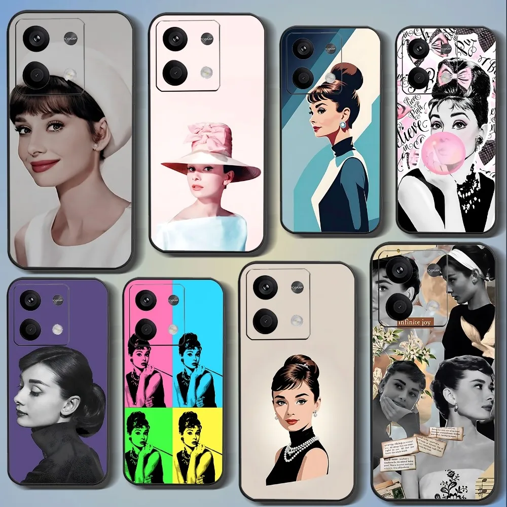 Audrey Hepburn Phone Case For Xiaomi 11 Redmi Note 11 5G 8T 9A 9 10T Note8Pro Note9 12SUltra Black Case