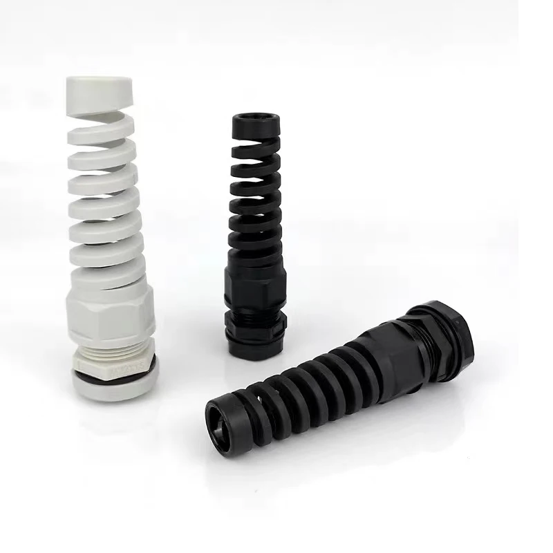 PG13.5 PG16 PG21 Spring Strain Relief Spiral Flexible Protector Anti Bending Cable Protection Plastic Waterproof Cable Gland