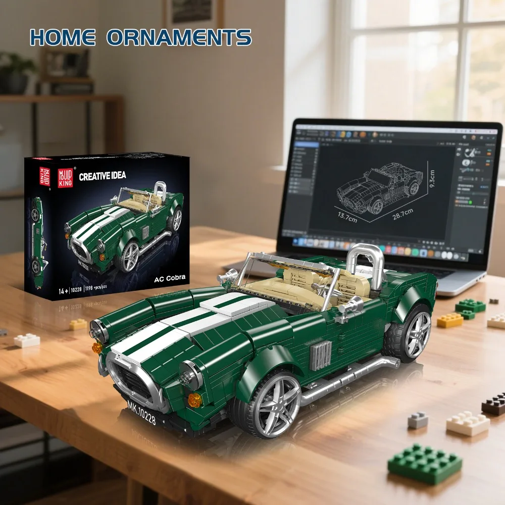 10228 AC Cobra Roadster Kit de construção 1198 peças modelo de carro esportivo clássico tijolos de quebra-cabeça para colecionadores adultos presentes