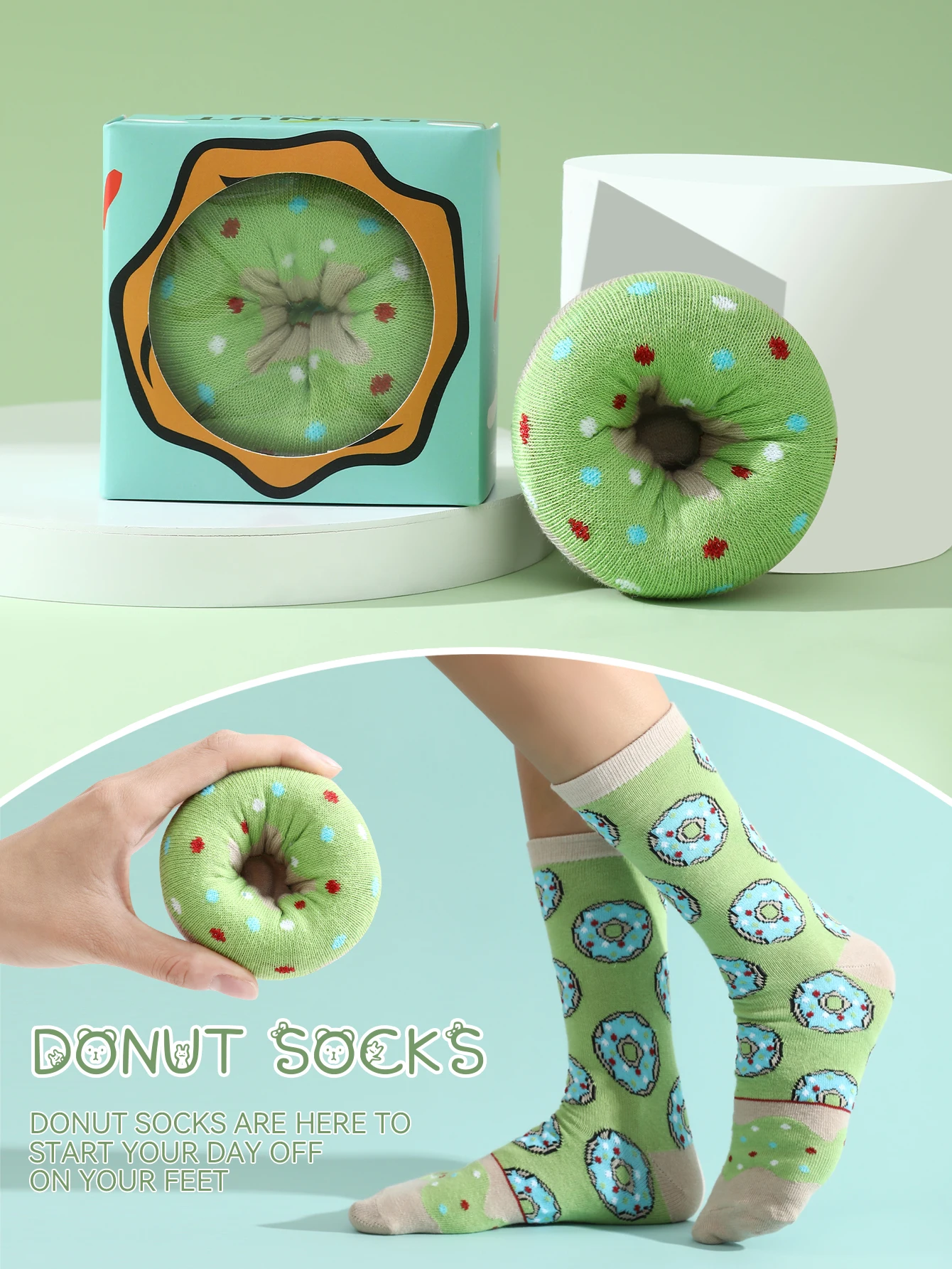 1 par de calcetines iguales para hombres y mujeres con un diseño único y creativo, en forma de donut y divertidos regalos navideños y otros.