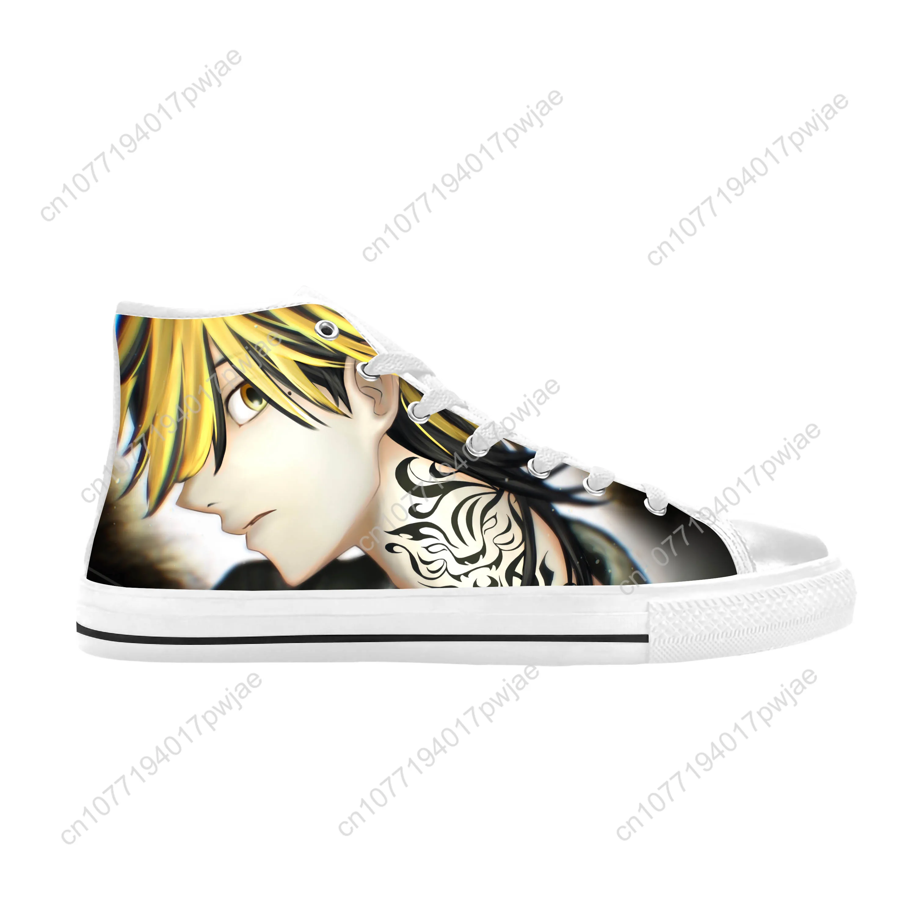 Japanse Anime Tokyo Revengers Hanemiya Kazutora Casual Stoffen Schoenen Hoge Top Comfortabele 3d Print Heren Dames Sneakers