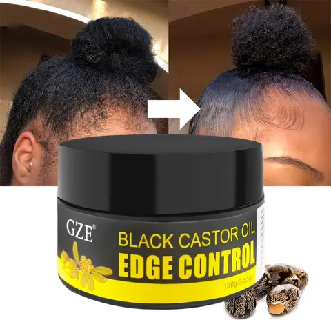 GZE Tressure à tenue supplémentaire de ricin noir africain, Loc, Gel torsadé, tamis les frisottis et les bords, contrôle des bords de l'huile de noix de coco